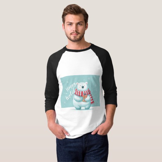Happy Holidays Polar Bear T-shirt (Voorkant volledig)