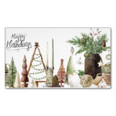 Happy Holidays Primitive Gnome Magnetisch Visitekaartje (Voorkant)