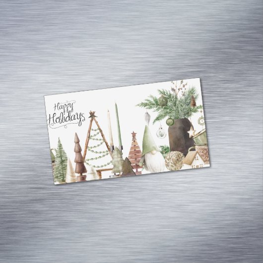 Happy Holidays Primitive Gnome Magnetisch Visitekaartje (Voorbeeld)