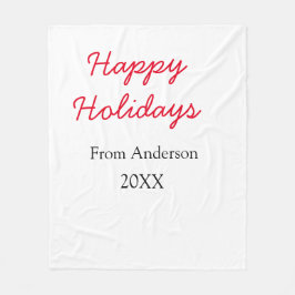 Happy holidays red black love family name yearChri Fleece Deken