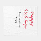 Happy holidays red black love family name yearChri Fleece Deken (Voorkant (Horizontaal))