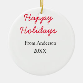 Happy holidays red black love family name yearChri Keramisch Ornament