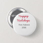 Happy holidays red black love family name yearChri Ronde Button 5,7 Cm (Voorkant /achterkant)