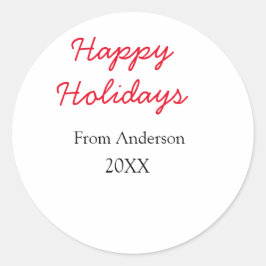 Happy holidays red black love family name yearChri Ronde Sticker