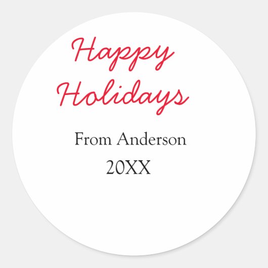 Happy holidays red black love family name yearChri Ronde Sticker (Voorkant)