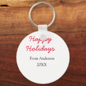 Happy holidays red black love family name yearChri Sleutelhanger (Voorkant)