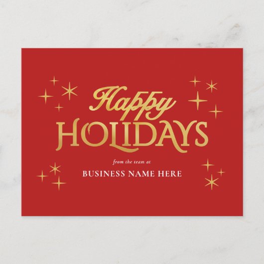 Happy Holidays Red Gold Elegant Modern Business Feestdagenkaart (Voorkant)