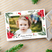 Happy Holidays Red Green Botanicals Photo Collage Feestdagenkaart