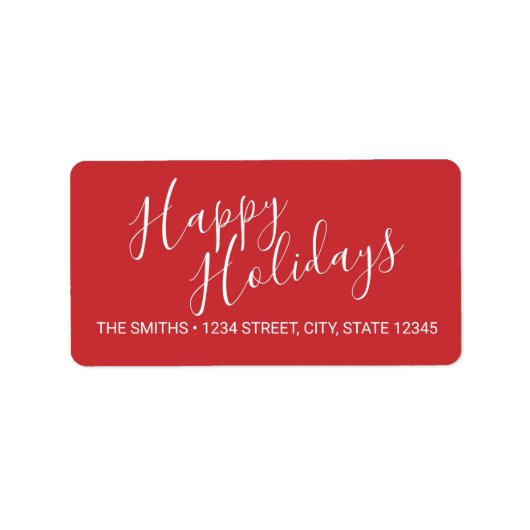 'Happy Holidays' Red Holiday Return Address Etiket (Voorkant)