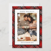 Happy Holidays Red Plaid Christmas Tartan Photo Feestdagenkaart (Voorkant)