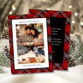 Happy Holidays Red Plaid Christmas Tartan Photo Feestdagenkaart