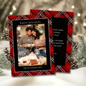 Happy Holidays Red Plaid Christmas Tartan Photo Feestdagenkaart