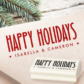 Happy Holidays retro font custom name Rubberstempel