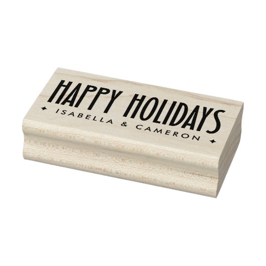 Happy Holidays retro font custom name Rubberstempel (Stempel)