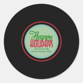 Happy Holidays Retro Tunes Gift & Envelope Ronde Sticker (Voorkant)