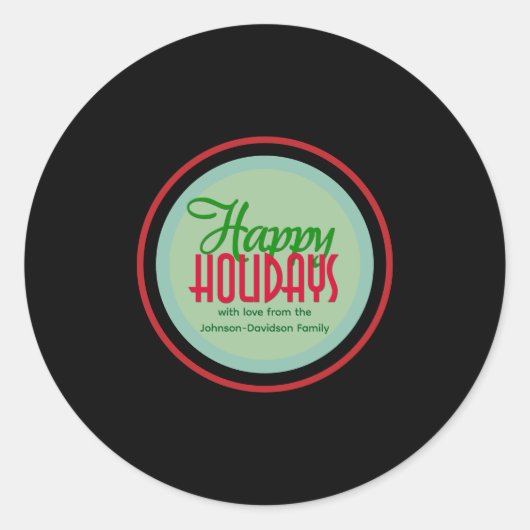 Happy Holidays Retro Tunes Gift & Envelope Ronde Sticker (Voorkant)