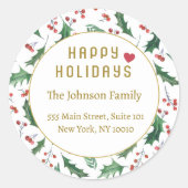 Happy Holidays! Ronde Sticker (Voorkant)