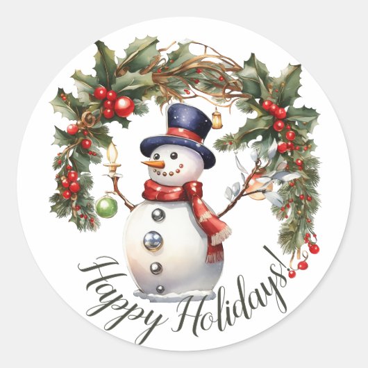 Happy Holidays! Ronde Sticker (Voorkant)