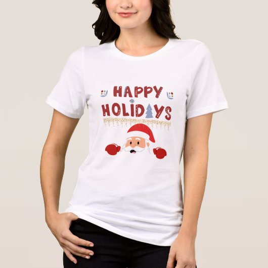 Happy Holidays Santa T-Shirt – Festive Christmas  (Voorkant)