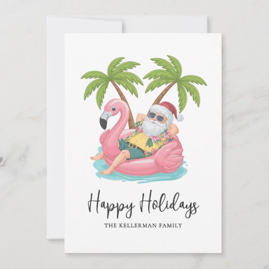 Happy Holidays Santa Tropical Beach Christmas Feestdagenkaart (Voorkant)