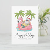 Happy Holidays Santa Tropical Beach Christmas Feestdagenkaart (Staand voorkant)