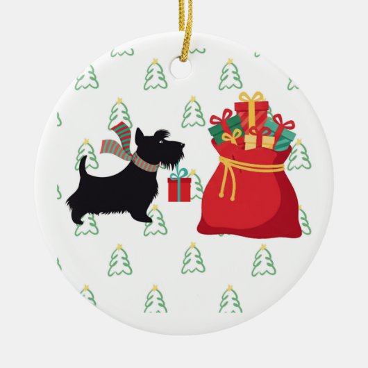 Happy Holidays-Schnauzer Christmas Ornament  (Voorkant)