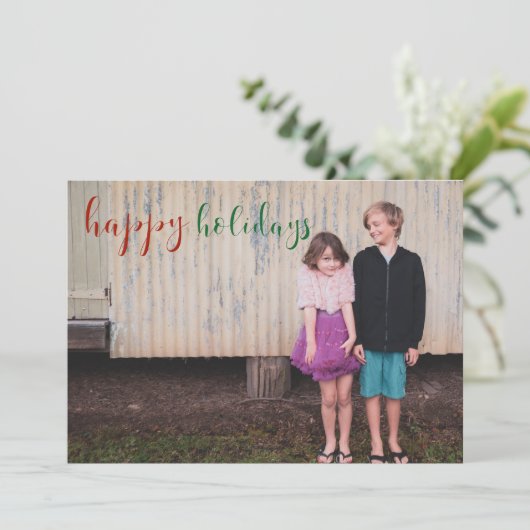 Happy Holidays Script Card Feestdagenkaart (Staand voorkant)
