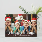 Happy Holidays Script Photo Overlay Christmas Feestdagenkaart (Staand voorkant)