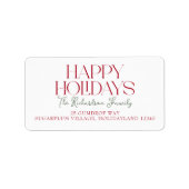 Happy Holidays Script Return Address Etiket (Voorkant)