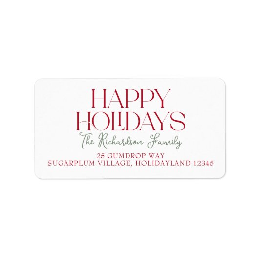 Happy Holidays Script Return Address Etiket (Voorkant)