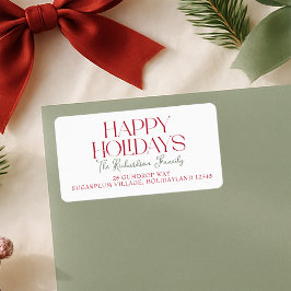 Happy Holidays Script Return Address Etiket