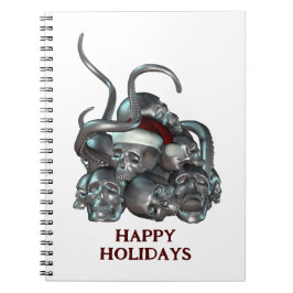 Happy Holidays. Skull pile and tentacles Notitieboek