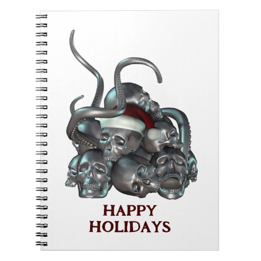 Happy Holidays. Skull pile and tentacles Notitieboek (Voorkant)