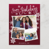 Happy Holidays Snowflake Rustic 3 Foto's Collage Briefkaart (Voorkant)