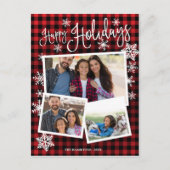 Happy Holidays Snowflake Rustic 3 Foto's Collage Briefkaart (Voorkant)
