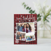 Happy Holidays Snowflake Rustic 3 Foto's Collage Briefkaart (Staand voorkant)