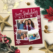 Happy Holidays Snowflake Rustic 3 Foto's Collage Briefkaart