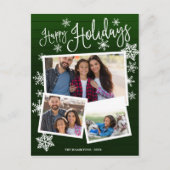 Happy Holidays Snowflake Rustic 3 Foto's Collage Briefkaart (Voorkant)
