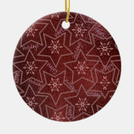 Happy Holidays Snowflakes and Stars Keramisch Ornament