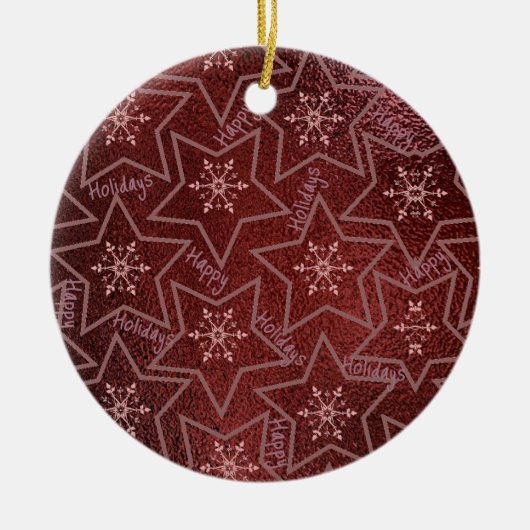 Happy Holidays Snowflakes and Stars  Keramisch Ornament (Voorkant)