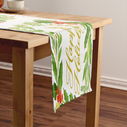 'Happy Holidays' Table Runner Korte Tafelloper (Voorbeeld)
