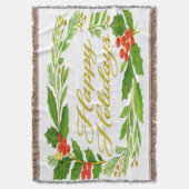 'Happy Holidays' Throw Blanket Deken (Voorkant Verticaal)