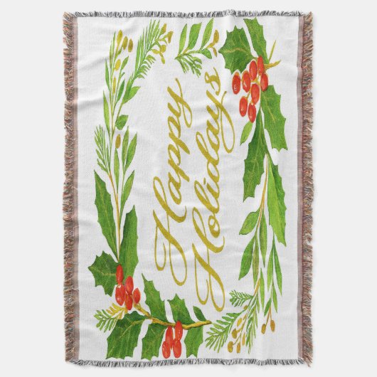 'Happy Holidays' Throw Blanket Deken (Voorkant Verticaal)