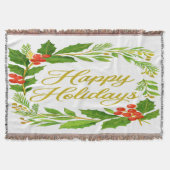 'Happy Holidays' Throw Blanket Deken (Voorkant)