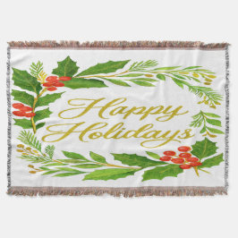 'Happy Holidays' Throw Blanket Deken