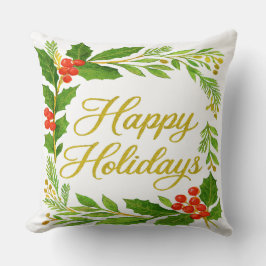 'Happy Holidays' Throw Pillow Kussen