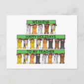 Happy Holidays to Teacher Cartoon Cats Feestdagenkaart (Voorkant)