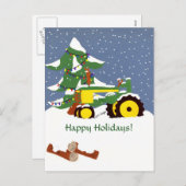 Happy Holidays! Tractor Postcard Feestdagenkaart (Voorkant / Achterkant)