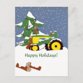 Happy Holidays! Tractor Postcard Feestdagenkaart (Voorkant)