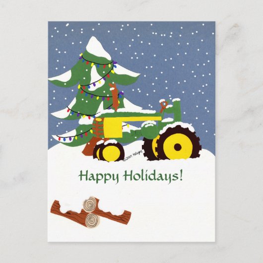 Happy Holidays! Tractor Postcard Feestdagenkaart (Voorkant)